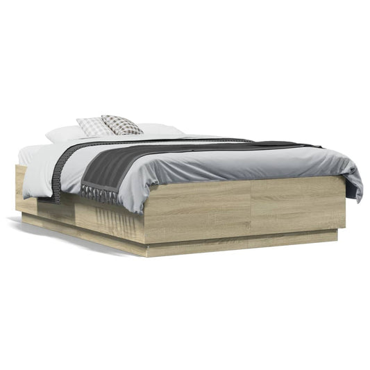 vidaXL Bed Frame without Mattress Sonoma Oak 135x190 cm