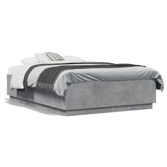 vidaXL Bed Frame without Mattress Concrete Grey 135x190 cm