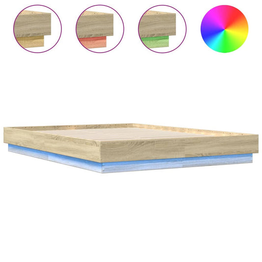 vidaXL Bed Frame with LED without Mattress Sonoma Oak 160x200 cm