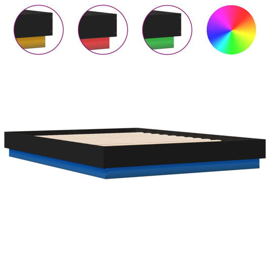 vidaXL Bed Frame with LED without Mattress Black 150x200 cm
