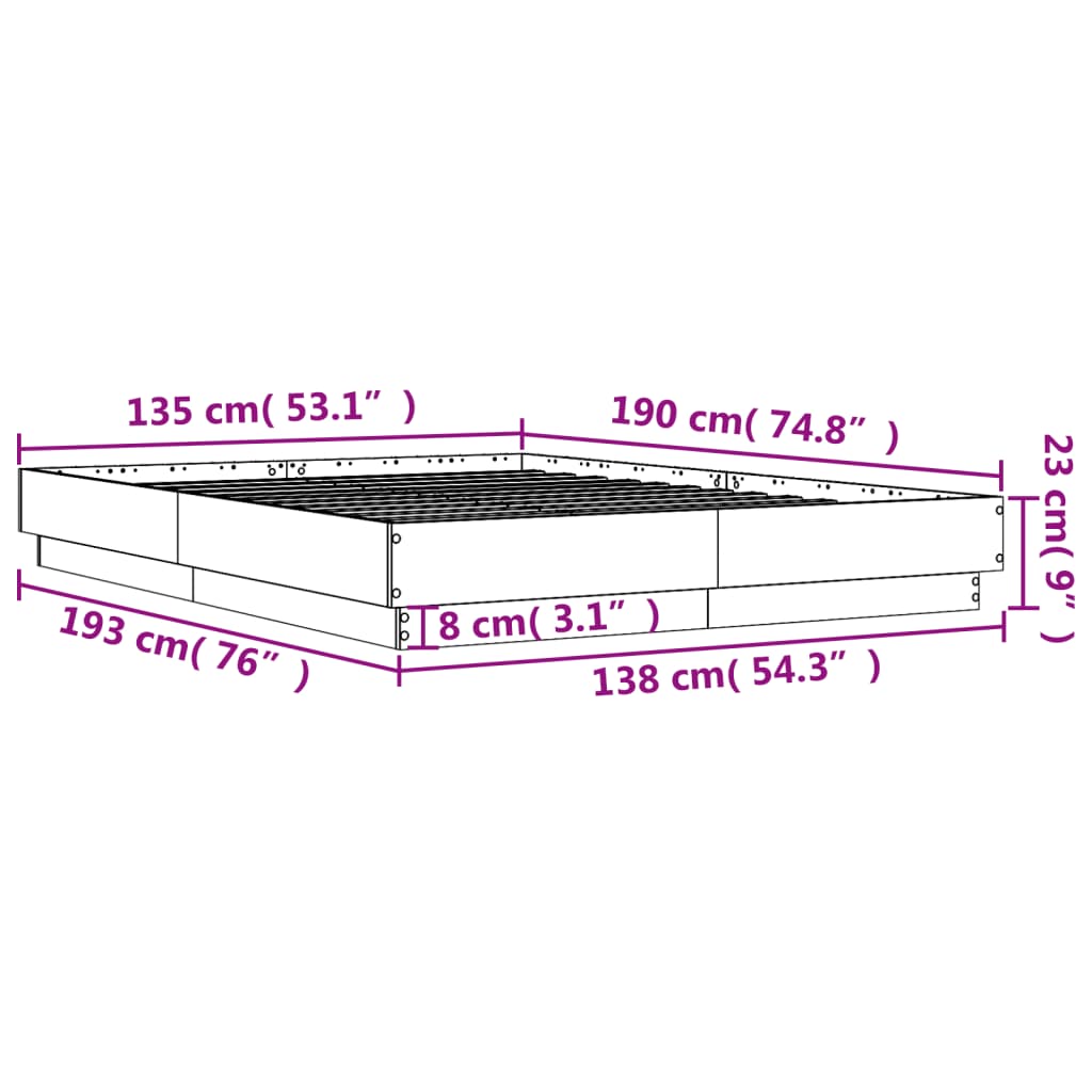 vidaXL Bed Frame | Sonoma oak | Engineered wood | Double | Durable | Bed Frame
