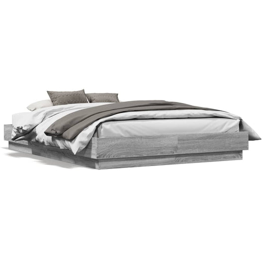 vidaXL Bed Frame without Mattress Grey Sonoma 135x190 cm