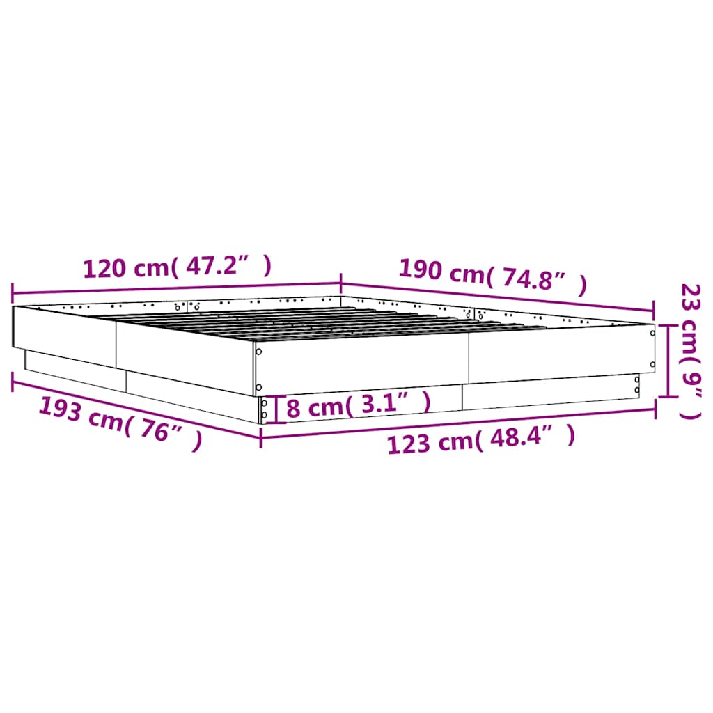 vidaXL Bed Frame without Mattress White 120x190 cm