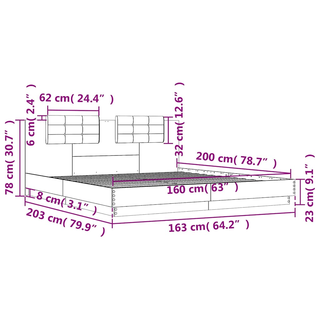 vidaXL Bed Frame without Mattress White 160x200 cm
