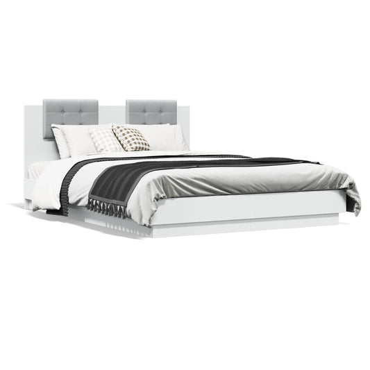 vidaXL Bed Frame without Mattress White 150x200 cm King Size