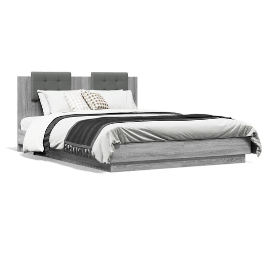 vidaXL Bed Frame without Mattress Grey Sonoma 150x200 cm King Size