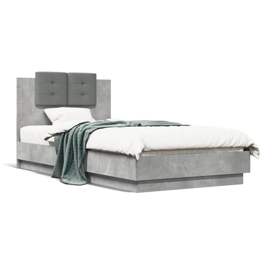 vidaXL Bed Frame without Mattress Concrete Grey 75x190 cm Small Single