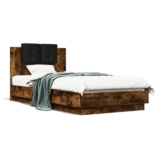 vidaXL Bed Frame without Mattress Smoked Oak 75x190 cm Small Single