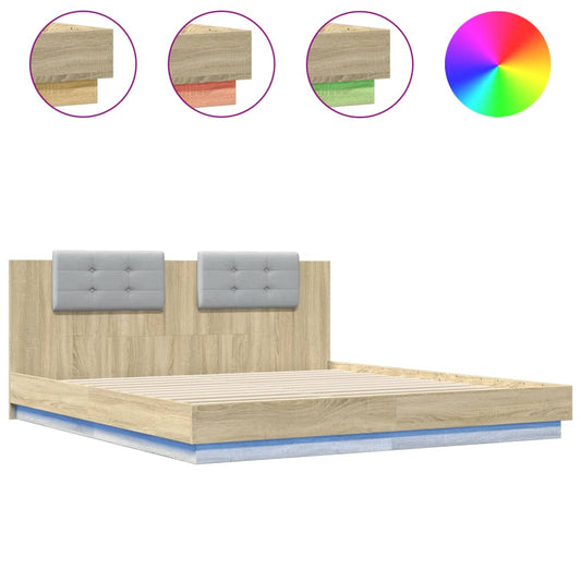 vidaXL Bed Frame | Sonoma oak | Engineered wood, Plywood | Super King