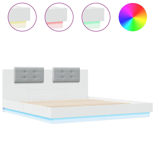 vidaXL Bed Frame | White | Engineered wood, Plywood | Double | Bed Frame