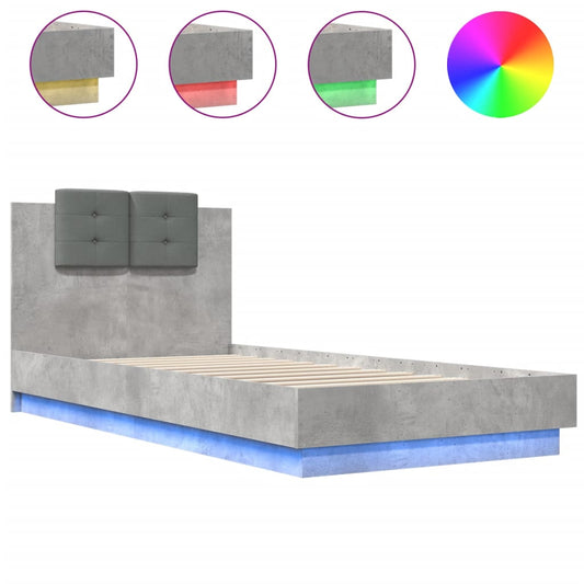vidaXL Bed Frame | Concrete grey | Engineered wood and plywood | Single