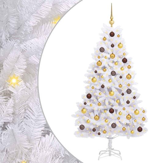 vidaXL Artificial Christmas Tree White 90 x 90 x 180 cm PVC and Metal