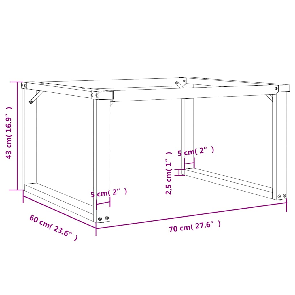 vidaXL Coffee Table Legs O-Frame 70x60x43 cm Steel
