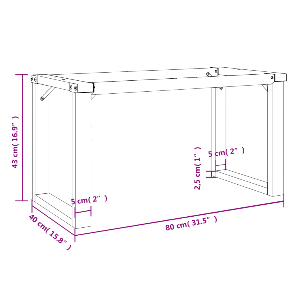vidaXL Coffee Table Legs O-Frame 80x40x43 cm Steel