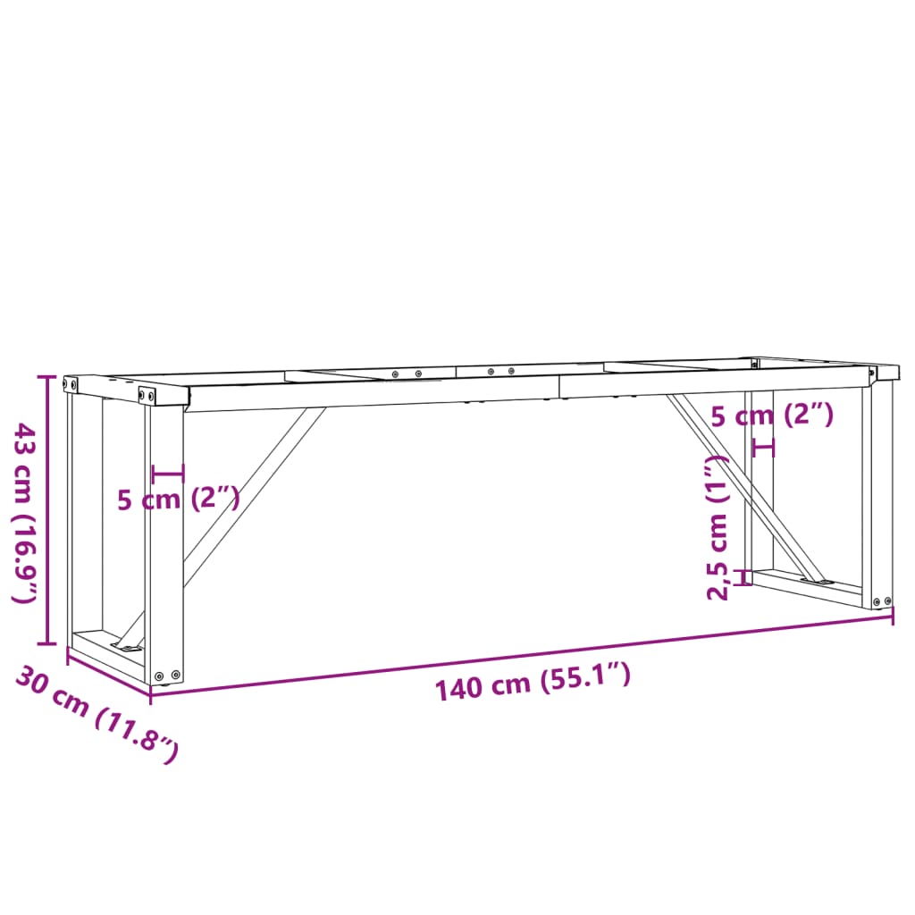 vidaXL Coffee Table Legs O-Frame 140x30x43 cm Steel