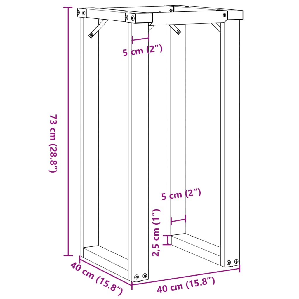 vidaXL Dining Table Legs O-Frame 40x40x73 cm Steel