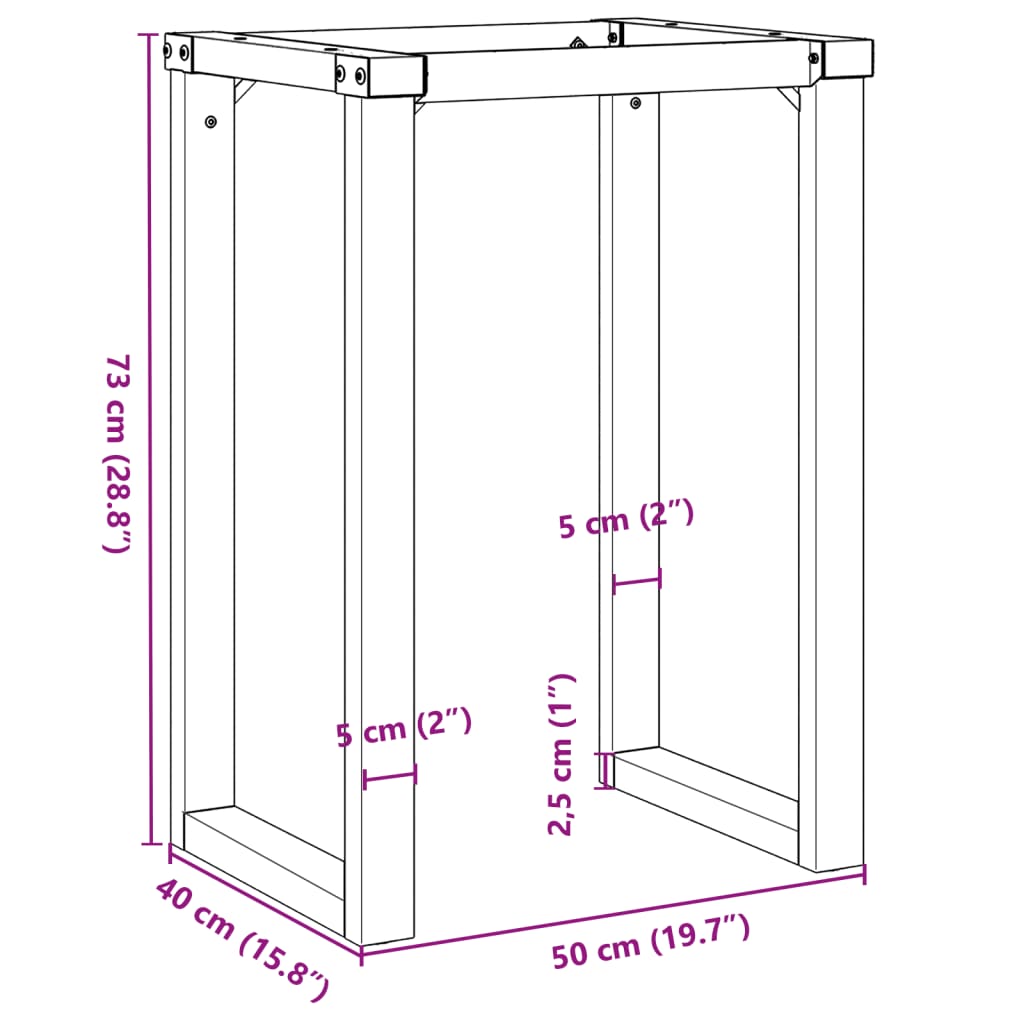 vidaXL Dining Table Legs O-Frame 50x40x73 cm Steel