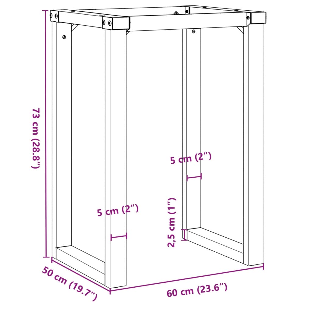 vidaXL Dining Table Legs O-Frame 60x50x73 cm Steel