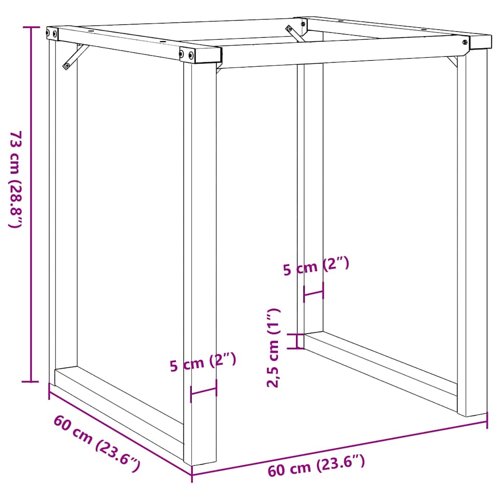 vidaXL Dining Table Legs O-Frame 60x60x73 cm Steel