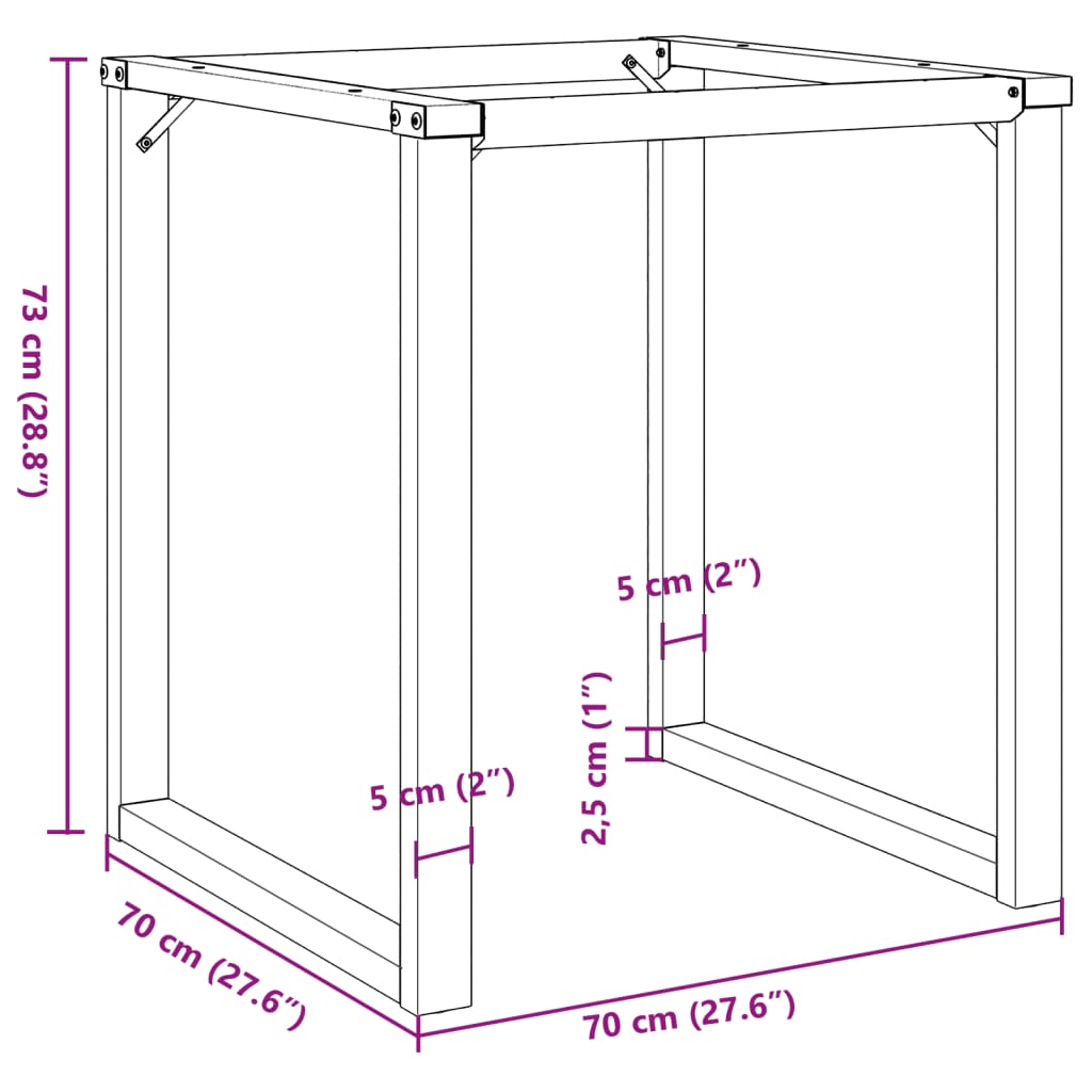 vidaXL Dining Table Legs O-Frame 70x70x73 cm Steel