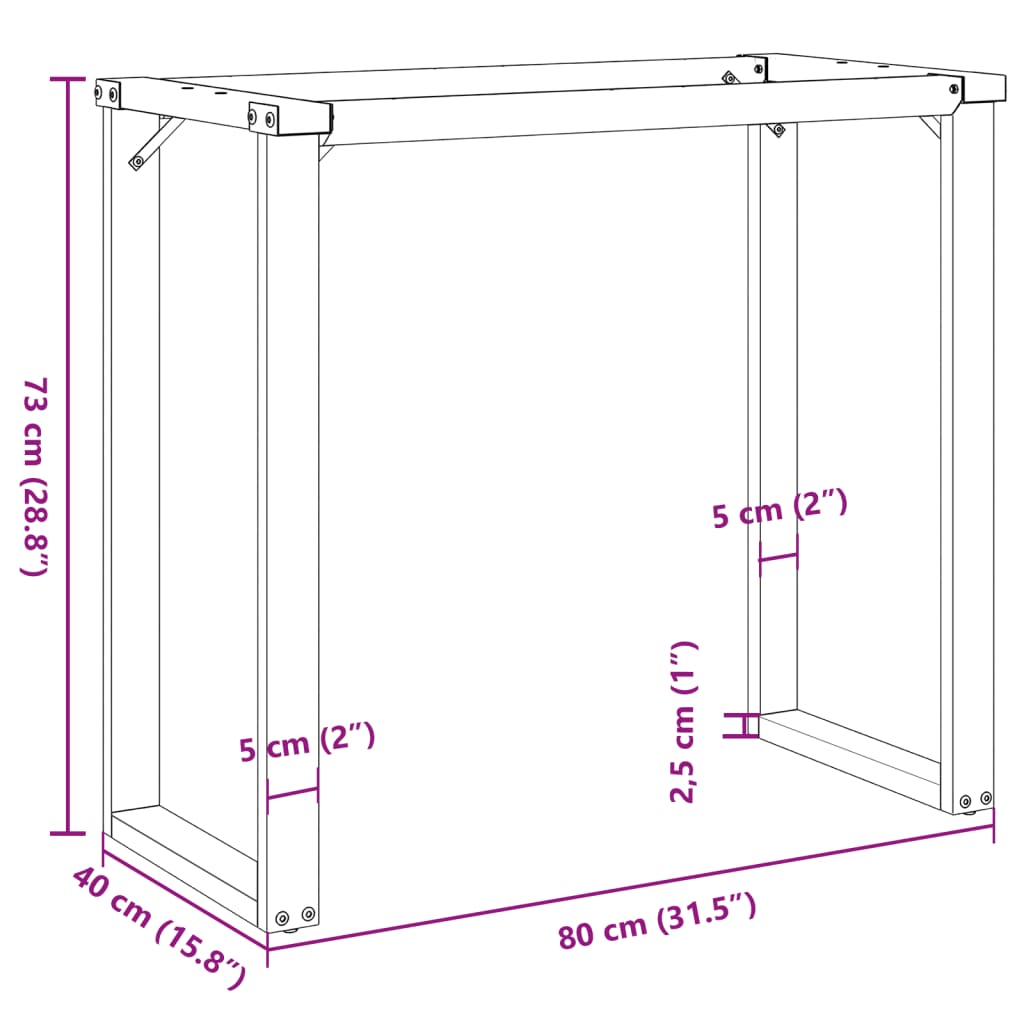 vidaXL Dining Table Legs O-Frame 80x40x73 cm Steel