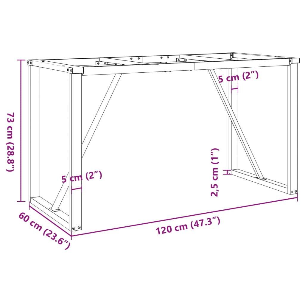 vidaXL Dining Table Legs O-Frame 120x60x73 cm Steel