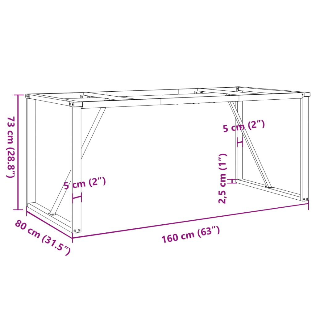 vidaXL Dining Table Legs O-Frame 160x80x73 cm Steel