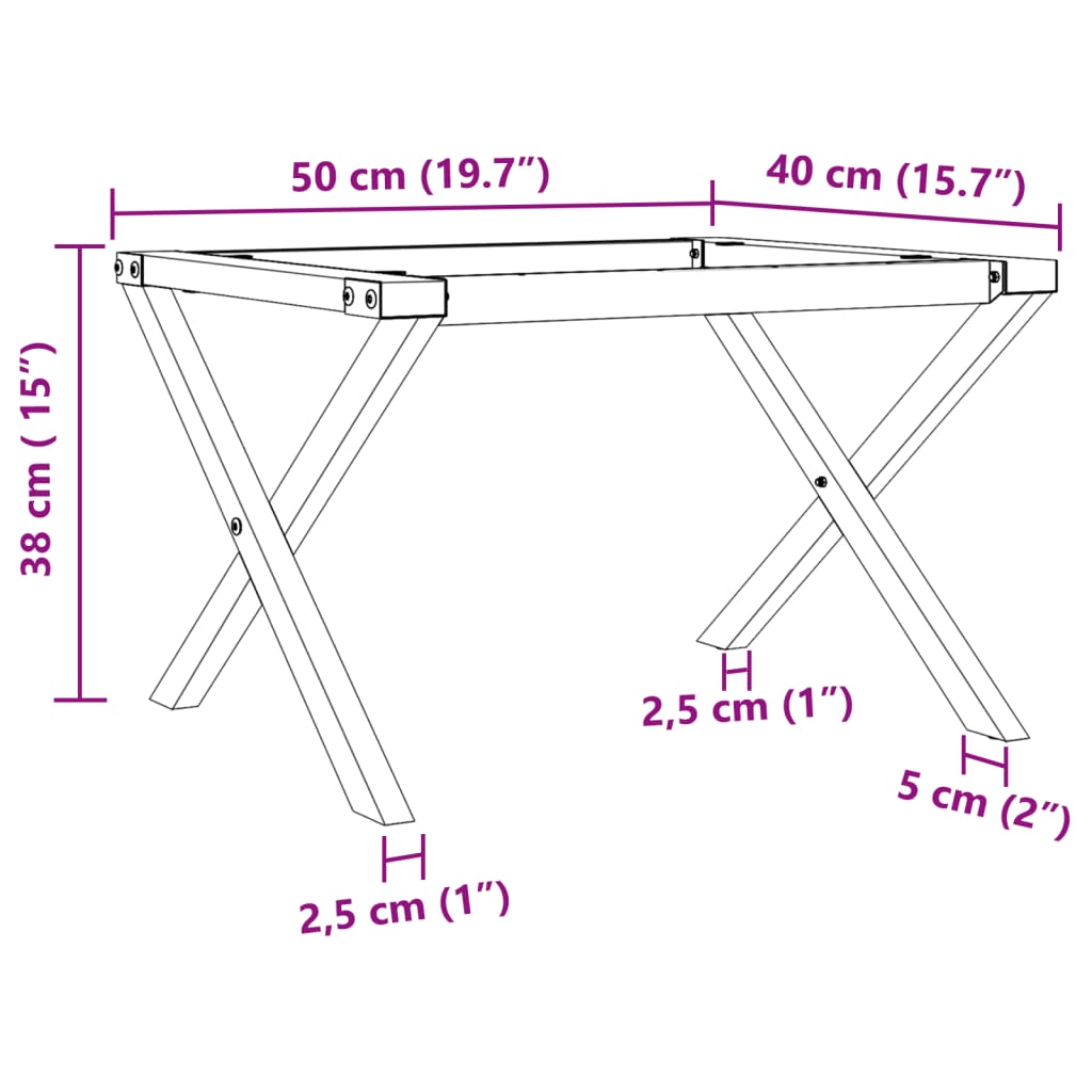 vidaXL Coffee Table Legs X-Frame 50x40x38 cm Steel
