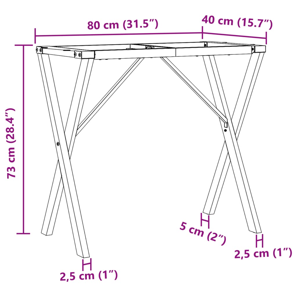 vidaXL Dining Table Legs X-Frame 80x40x73 cm Steel