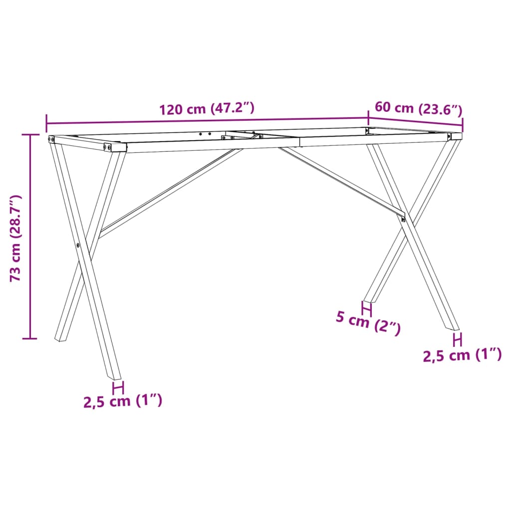 vidaXL Dining Table Legs X-Frame 120x60x73 cm Steel