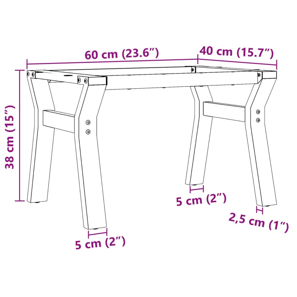 vidaXL Coffee Table Legs Y-Frame 60x40x38 cm Steel