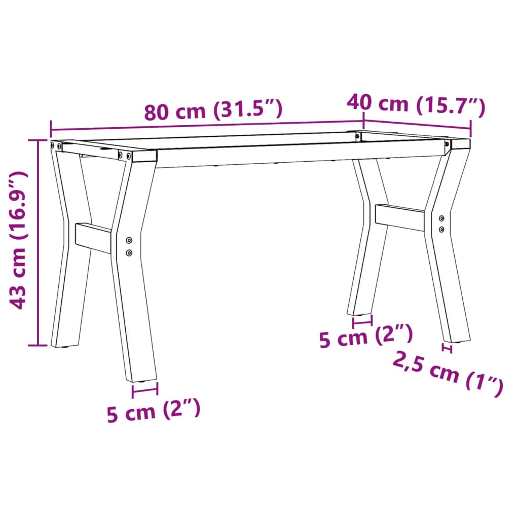 vidaXL Coffee Table Legs Y-Frame 80x40x43 cm Steel