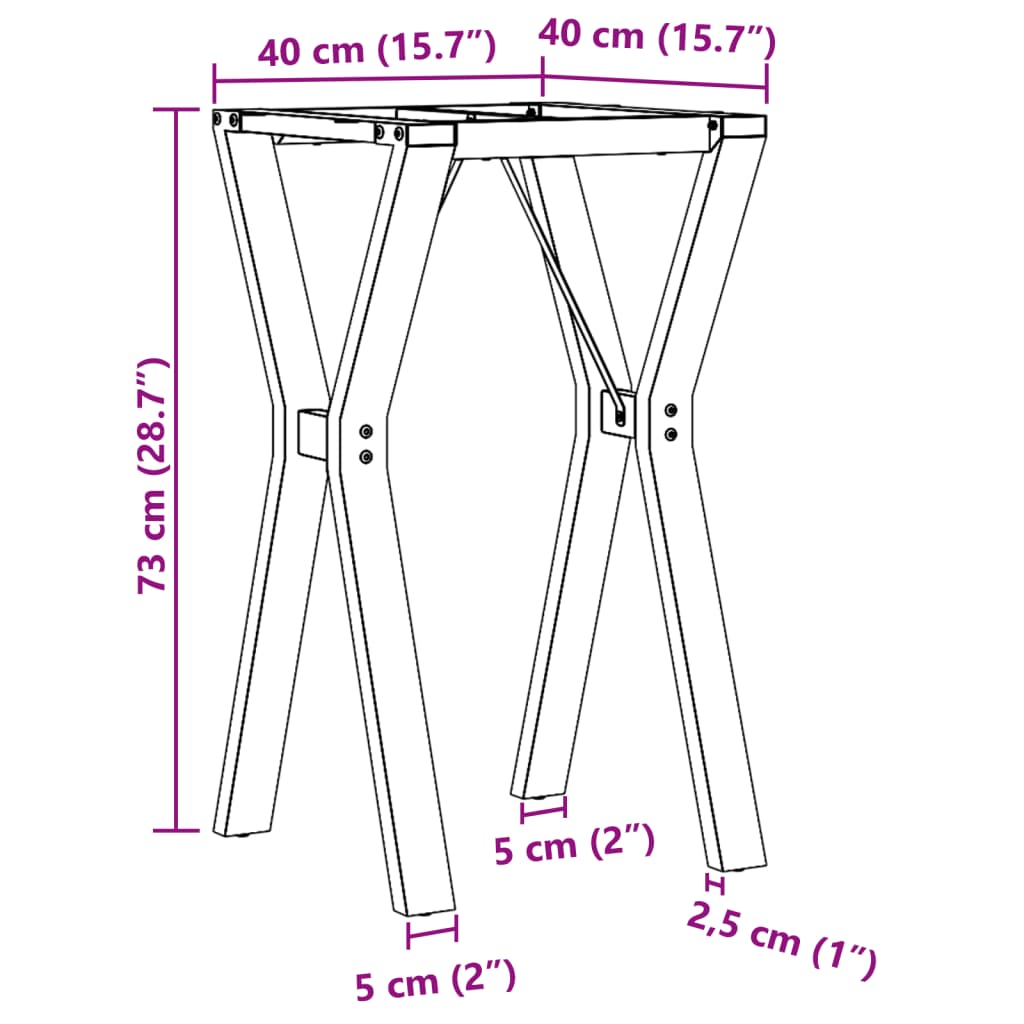 vidaXL Dining Table Legs Y-Frame 40x40x73 cm Steel