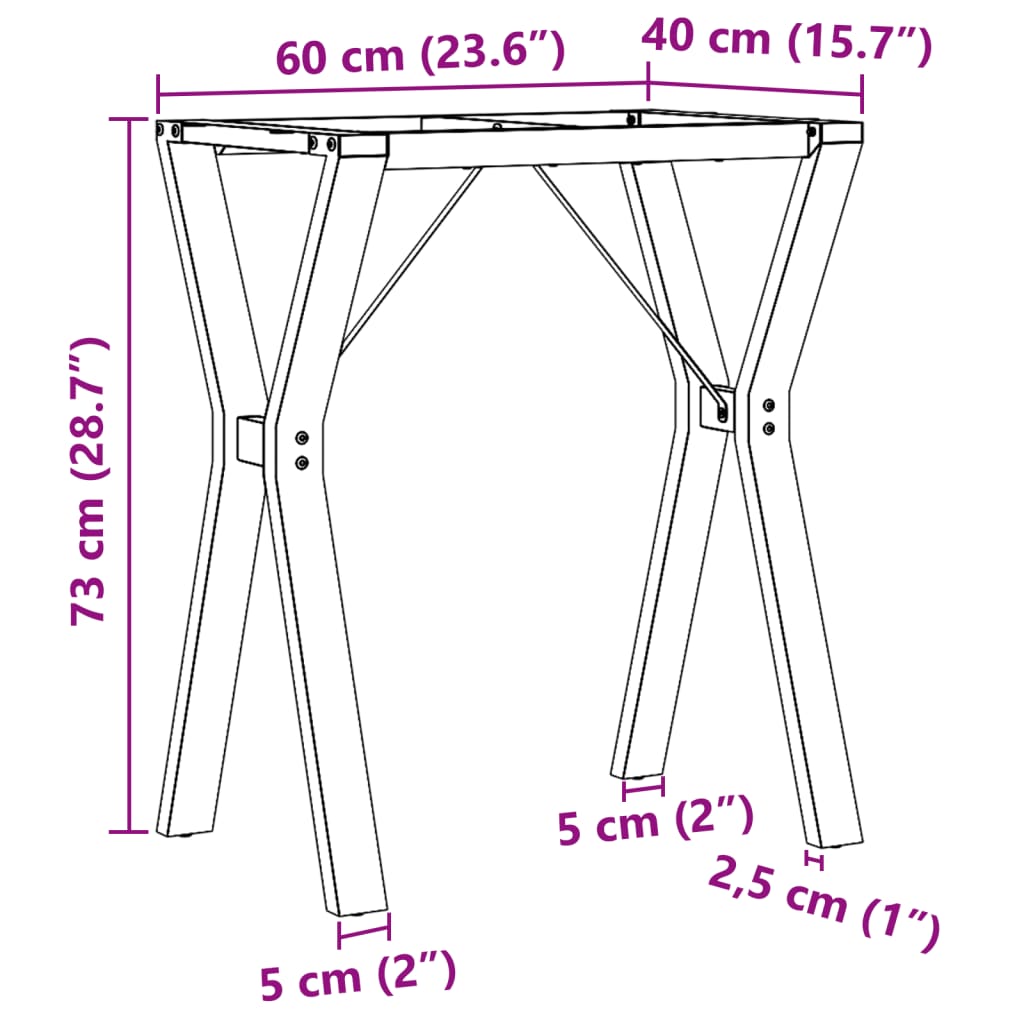 vidaXL Dining Table Legs Y-Frame 60x40x73 cm Steel
