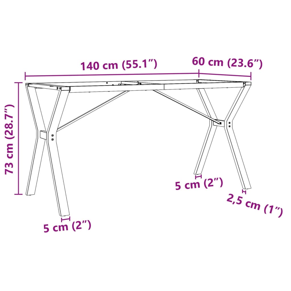 vidaXL Dining Table Legs Y-Frame 140x60x73 cm Steel