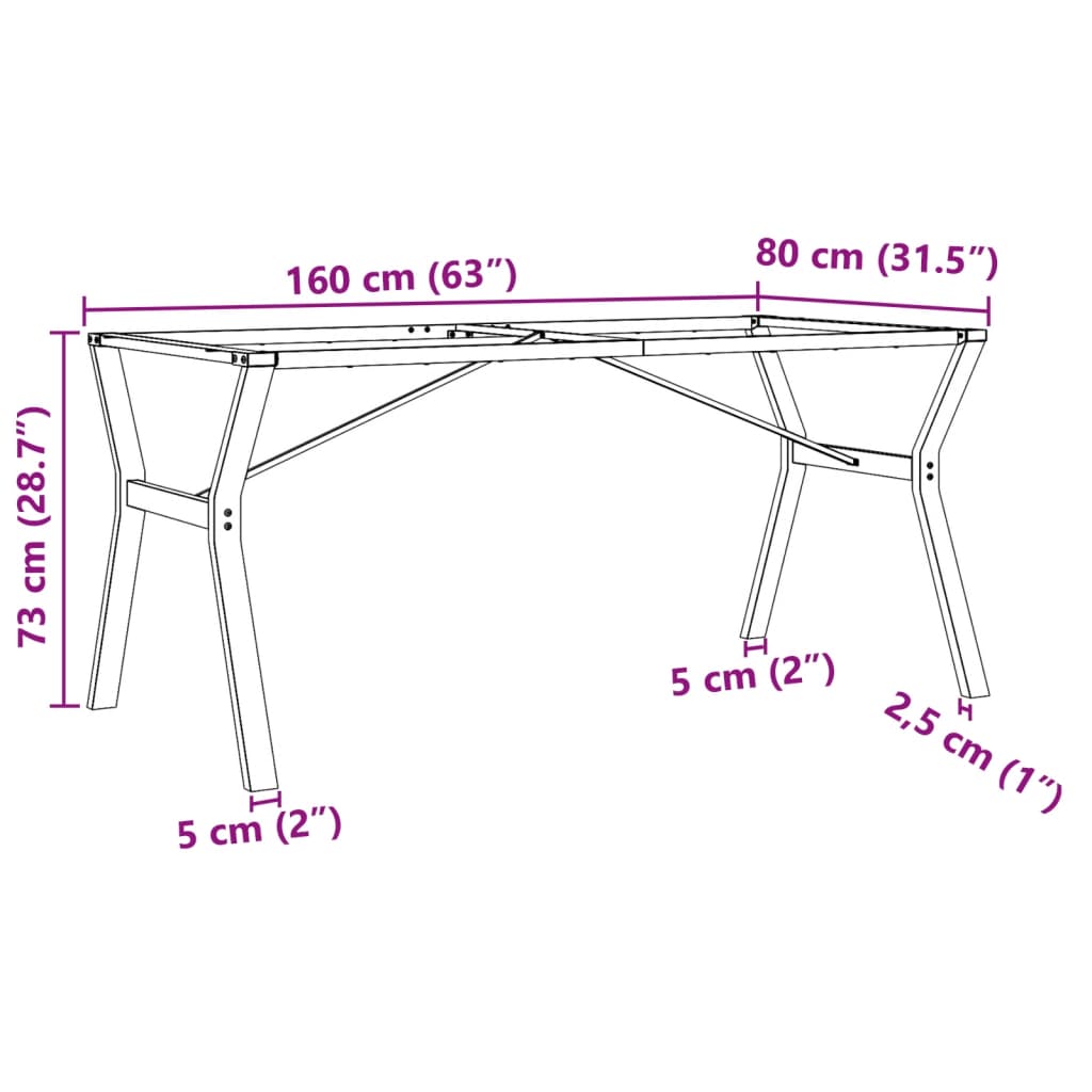 vidaXL Dining Table Legs Y-Frame 160x80x73 cm Steel