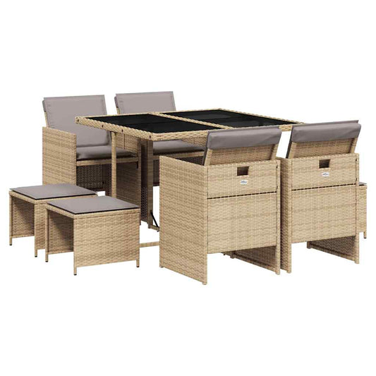 vidaXL Garden Dining Set | Mix Beige, Black, Light Grey