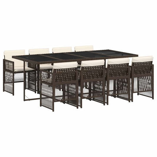 vidaXL Garden Dining Set | Brown, Cream White, Black
