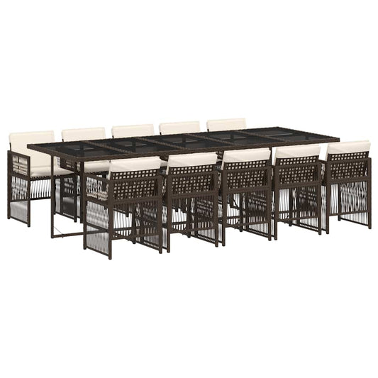 vidaXL Garden Dining Set | Brown | PE rattan | Large | Foldable