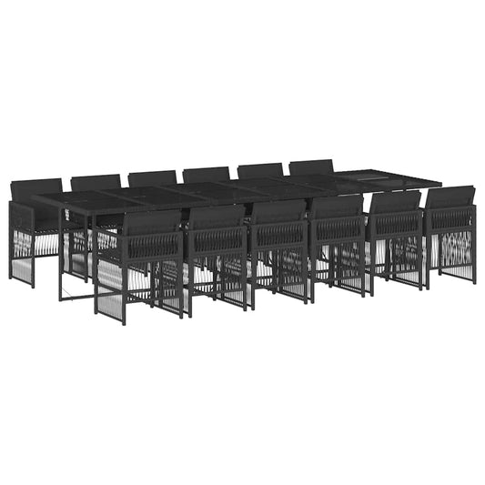 vidaXL Garden Dining Set | Black | PE Rattan | 12-seater | Stackable