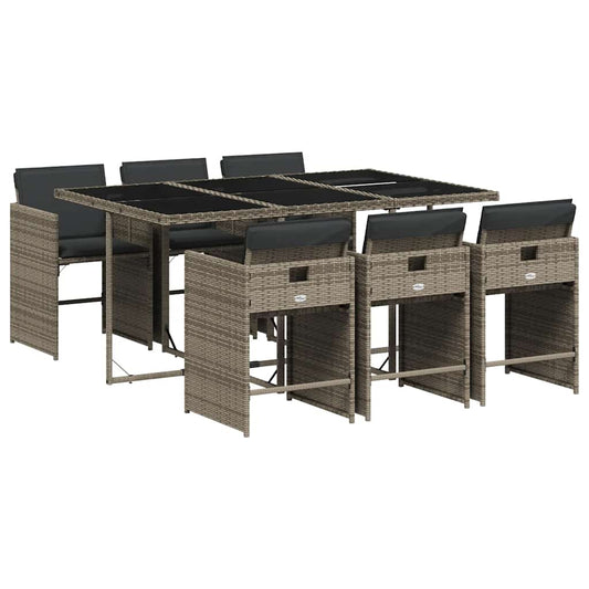 vidaXL Garden Dining Set | Grey | PE Rattan | 7 Piece | Removable Covers