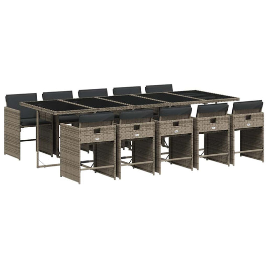 vidaXL Garden Dining Set | Grey | PE rattan | 10-seater | Collapsible
