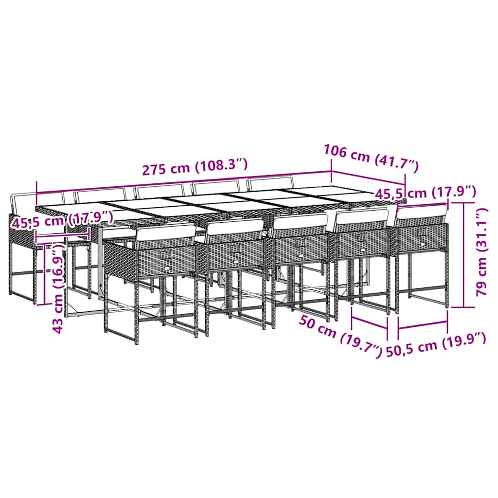 vidaXL Garden Dining Set | Grey, Dark Grey, Black