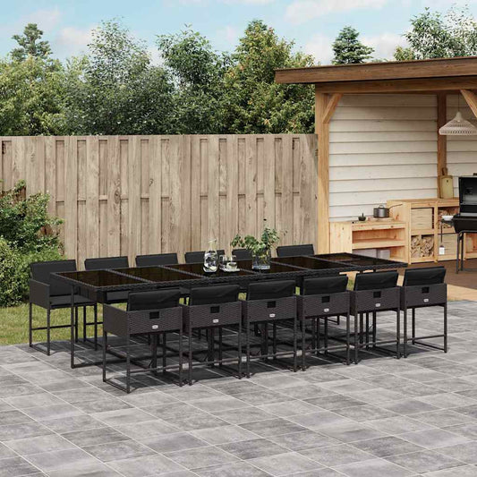 vidaXL Garden Dining Set | Black | PE Rattan | 13-piece set for 12 people