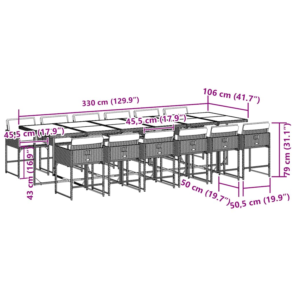 vidaXL Garden Dining Set | Grey, Dark Grey