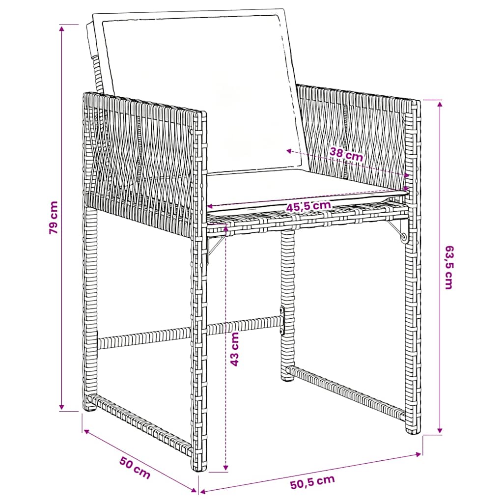 vidaXL Garden Dining Set | Black | PE rattan | Four-seater | Foldable