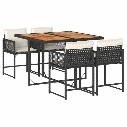 vidaXL Garden Dining Set | Black | PE rattan | 4-seater | Foldable