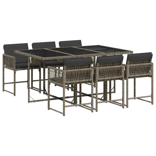 vidaXL Garden Dining Set | Grey | PE Rattan | 6-Seater | Foldable