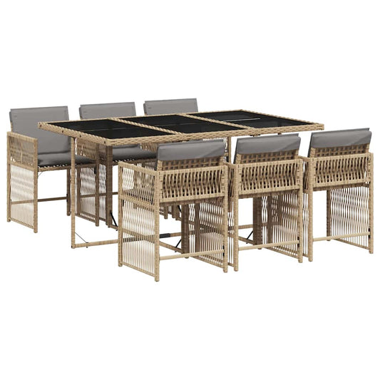 vidaXL Garden Dining Set | Mix beige | PE rattan | Medium | Stackable
