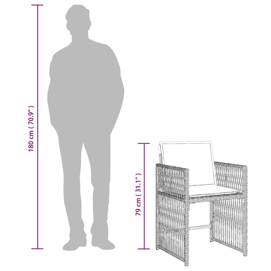 vidaXL 11 Piece Garden Dining Set with Cushions Light Grey Poly Rattan